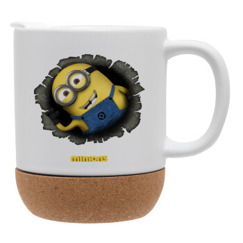 Minions hi, Κούπα, κεραμική με βάση φελού και καπάκι (ΜΑΤ), 330ml (1 τεμάχιο)