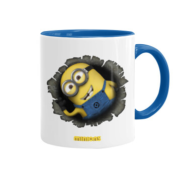 Minions hi, Κούπα χρωματιστή μπλε, κεραμική, 330ml