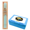 Easter Set, children's snack container BLUE & Easter aromatic flat candle (30cm) (TURQUOISE)