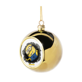 Minions hi, Golden Christmas tree ball ornament 8cm