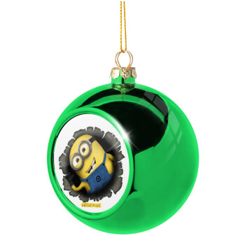 Minions hi, Green Christmas tree ornament ball 8cm