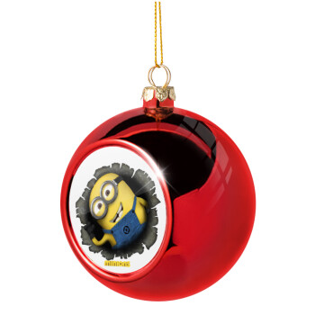 Minions hi, Christmas tree ball Red 8cm