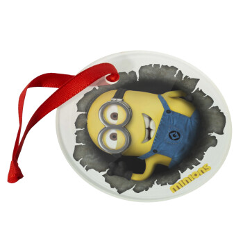 Minions hi, Χριστουγεννιάτικο στολίδι γυάλινο 9cm