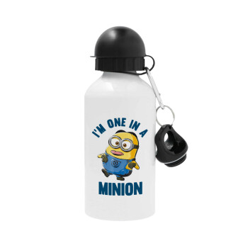 I'm one in a minion, Metal water bottle, White, aluminum 500ml