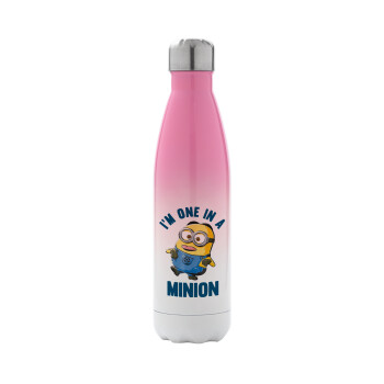 I'm one in a minion, Μεταλλικό παγούρι θερμός Ροζ/Λευκό (Stainless steel), διπλού τοιχώματος, 500ml