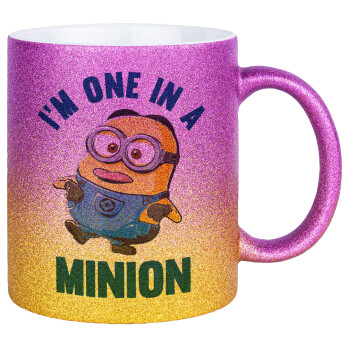 I'm one in a minion, Κούπα Χρυσή/Ροζ Glitter, κεραμική, 330ml