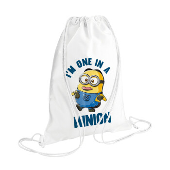 I'm one in a minion, Backpack pouch GYMBAG white (28x40cm)