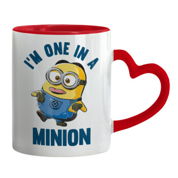 I'm one in a minion, Mug heart red handle, ceramic, 330ml