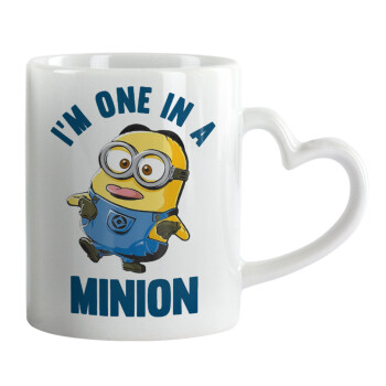 I'm one in a minion, Κούπα καρδιά χερούλι λευκή, κεραμική, 330ml