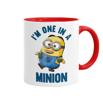 I'm one in a minion, Κούπα χρωματιστή κόκκινη, κεραμική, 330ml