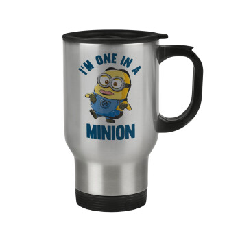 I'm one in a minion, Stainless steel travel mug with lid, double wall 450ml