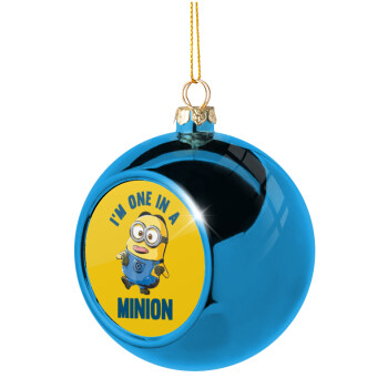 I'm one in a minion, Χριστουγεννιάτικη μπάλα δένδρου Μπλε 8cm