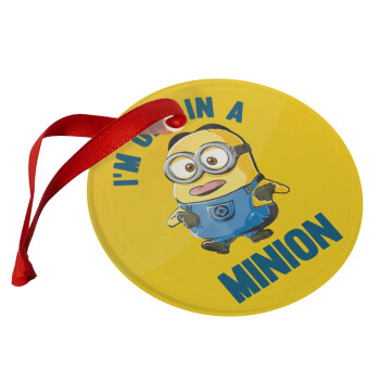 I'm one in a minion, Στολίδι Χριστουγεννιάτικο στολίδι γυάλινο 9cm