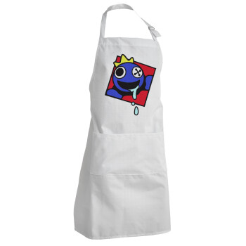 Blue, Rainbow friends, Adult Chef Apron (with sliders and 2 pockets)