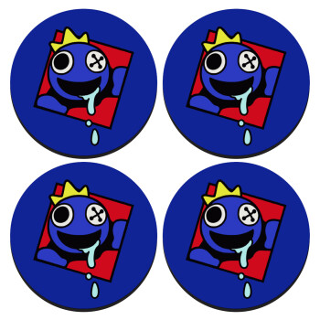 Blue, Rainbow friends, SET of 4 round wooden coasters (9cm)