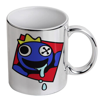 Blue, Rainbow friends, Mug ceramic, silver mirror, 330ml