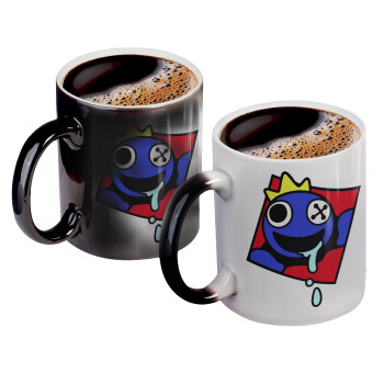 Blue, Rainbow friends, Color changing magic Mug, ceramic, 330ml when adding hot liquid inside, the black colour desappears (1 pcs)