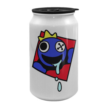 Blue, Rainbow friends, Κούπα ταξιδιού μεταλλική με καπάκι (tin-can) 500ml