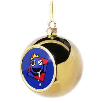 Blue, Rainbow friends, Golden Christmas tree ball ornament 8cm