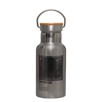 Tom Odell, another love, Stainless steel metallic thermos flask, silver with a bamboo lid, double-walled, 350ml.