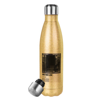 Tom Odell, another love, Glitter gold stainless steel thermos bottle, double-walled, 500ml