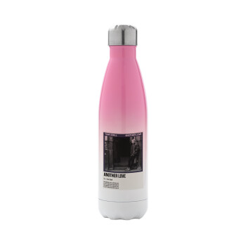 Tom Odell, another love, Metal mug thermos Pink/White (Stainless steel), double wall, 500ml