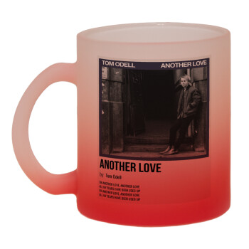 Tom Odell, another love, Κούπα γυάλινη δίχρωμη με βάση το κόκκινο ματ, 330ml