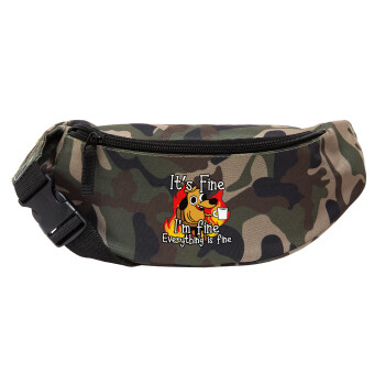 It's Fine I'm Fine Everything Is Fine, Unisex waist bag (banana) in Jungle camouflage color with 2 pockets