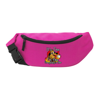 It's Fine I'm Fine Everything Is Fine, Unisex waist bag (banana) in PINK color with 2 pockets