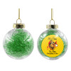 Transparent Christmas tree ball ornament with green filling 8cm