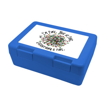 It's Fine I'm Fine Everything Is Fine, Children's cookie container BLUE 185x128x65mm (BPA free plastic)