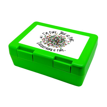 It's Fine I'm Fine Everything Is Fine, Children's cookie container GREEN 185x128x65mm (BPA free plastic)