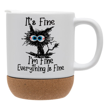 Cat, It's Fine I'm Fine Everything Is Fine, Ceramic coffee mug Cork (MAT), 330ml (1pcs)