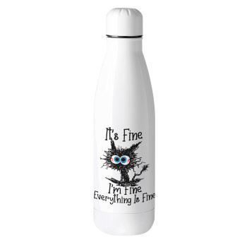 Cat, It's Fine I'm Fine Everything Is Fine, Μεταλλικό παγούρι θερμός (Stainless steel), 500ml