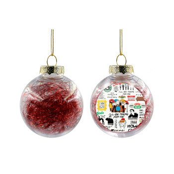 Friends, Χριστουγεννιάτικη μπάλα δένδρου διάφανη με κόκκινο γέμισμα 8cm
