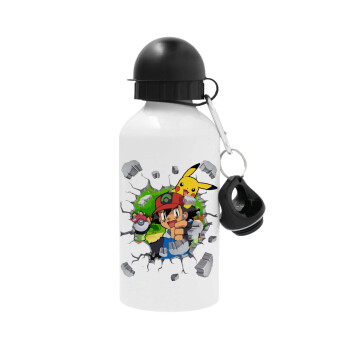 Pokemon brick, Metal water bottle, White, aluminum 500ml