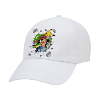 Pokemon brick, Καπέλο Ενηλίκων Baseball Λευκό 5-φύλλο (POLYESTER, ΕΝΗΛΙΚΩΝ, UNISEX, ONE SIZE)