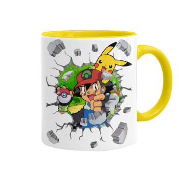 Pokemon brick, Mug colored yellow, ceramic, 330ml