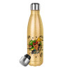 Glitter gold stainless steel thermos bottle, double-walled, 500ml