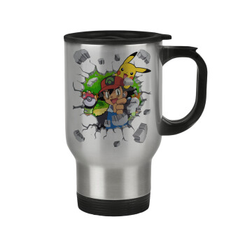 Pokemon brick, Stainless steel travel mug with lid, double wall 450ml