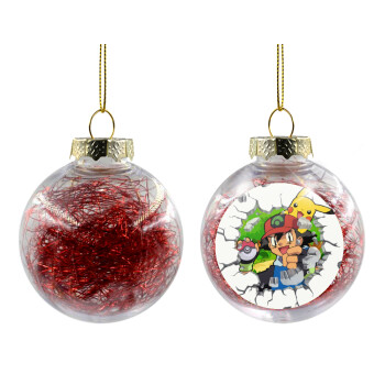 Pokemon brick, Transparent Christmas tree ball ornament with red filling 8cm