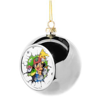 Pokemon brick, Silver 8cm Christmas tree ball ornament