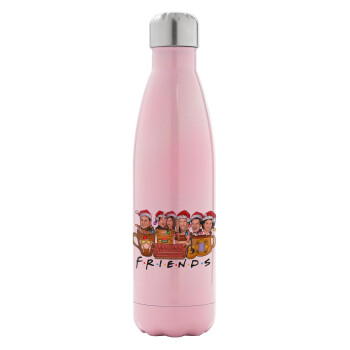 FRIENDS xmas, Metal mug thermos Pink Iridiscent (Stainless steel), double wall, 500ml