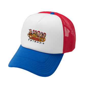 FRIENDS xmas, Adult Soft Trucker Hat with Red/Blue/White Mesh (POLYESTER, ADULT, UNISEX, ONE SIZE)