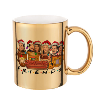 FRIENDS xmas, Κούπα κεραμική, χρυσή καθρέπτης, 330ml