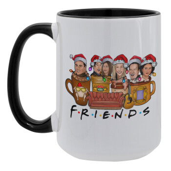 FRIENDS xmas, Κούπα Mega 15oz, κεραμική Μαύρη, 450ml