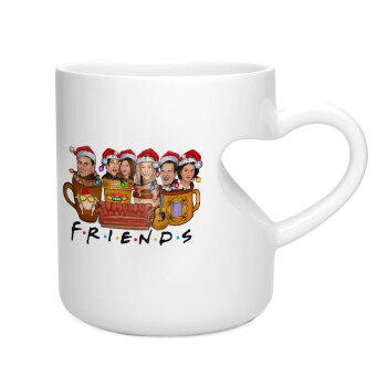 FRIENDS xmas, Κούπα καρδιά λευκή, κεραμική, 330ml