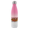 Metal mug thermos Pink/White (Stainless steel), double wall, 500ml