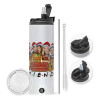 Travel Tumbler θερμό με διπλό καπάκι, μεταλλικό καλαμάκι και βούρτσα καθαρισμού (Ανωξείδωτο 304 Food grade, BPA free, 600ml)