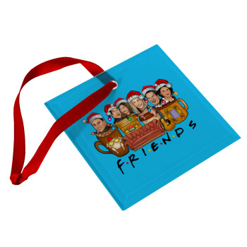 FRIENDS xmas, Στολίδι Χριστουγεννιάτικο στολίδι γυάλινο τετράγωνο 9x9cm